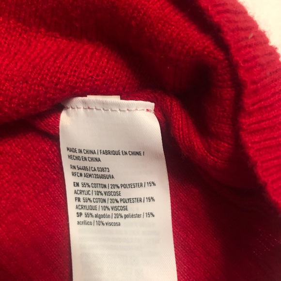American eagle cotton red knit patterned sweater - Picture 6 of 8